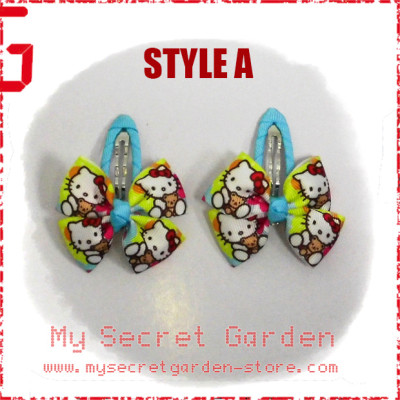 Hello Kitty Grosgrain Ribbon Girls Hair Bows Clip BB Hair Pin